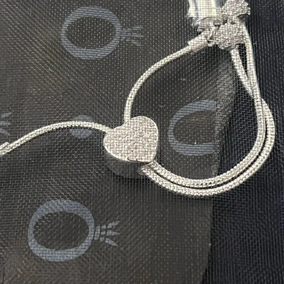 Pandora Bracelet Moments Pave Heart Silver Adjustable Slider - Picture 4 of 4